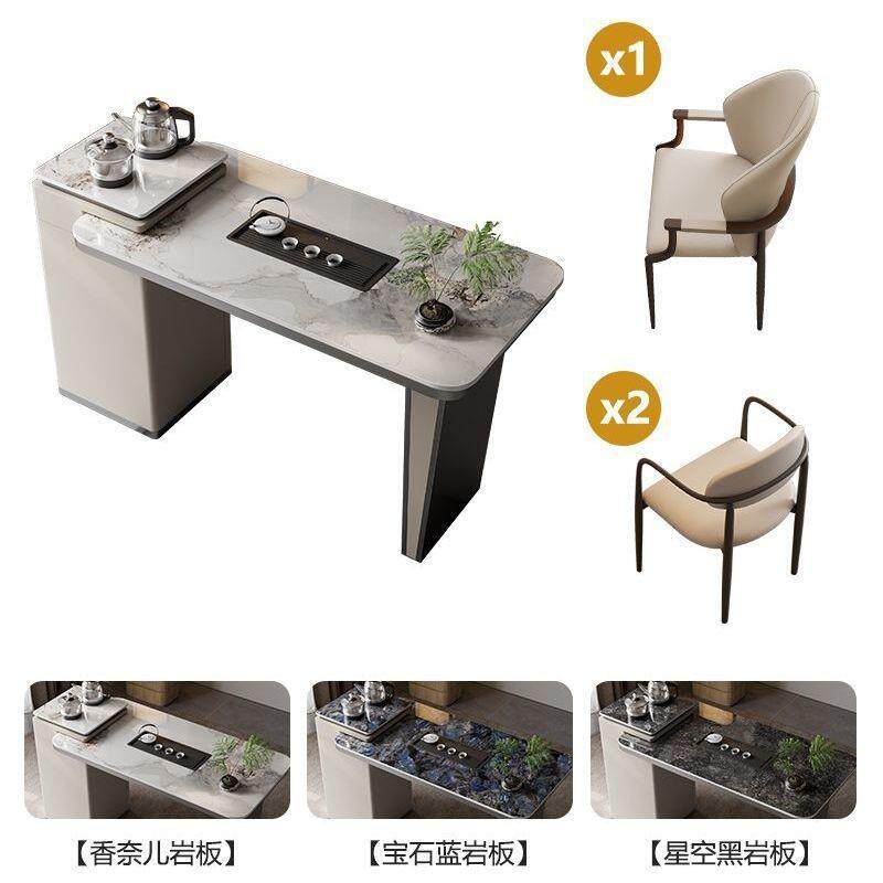 岩板桌组合办公70室轻奢家茶台现代用小椅茶桌阳茶台茶几烧水壶一