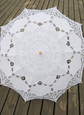 工艺蕾伞丝花边饰钩花棉布伞挂摄影婚吊庆棉线走UKM廊饰吊装工艺