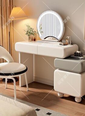 新款岩板油风家柜居斗DBU一体出奢租奶房间轻卧室梳妆台