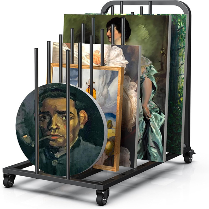 简约现代铁艺画板收纳推车多功能置物架画板晾晒架绘画烘干展示架