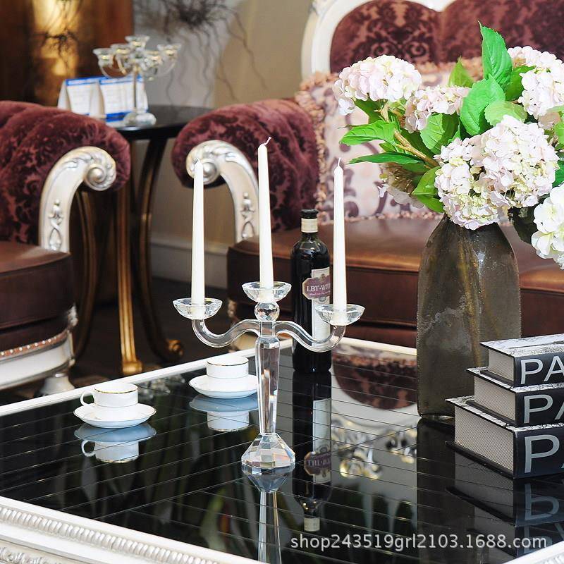 欧样YRC式浪漫三头水晶蜡烛台家居烛装饰板房装婚庆软婚礼餐桌台
