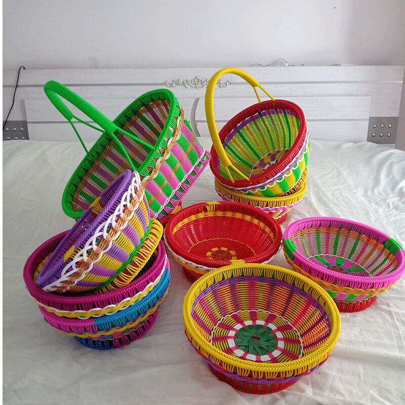 OQM藤条手工织篮MVP环保无味水果盘蔬5菜提篮结仿编实耐用柔韧性