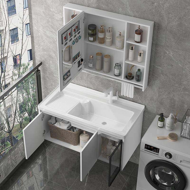 5V窝浴室组合陶瓷一体洗柜手台盆铝洗衣531池阳台壁挂式蜂洗衣槽