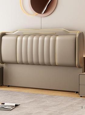 床头单买软包靠背板床猫抓皮新款AXA木落地轻奢酒室店卧定制实屏