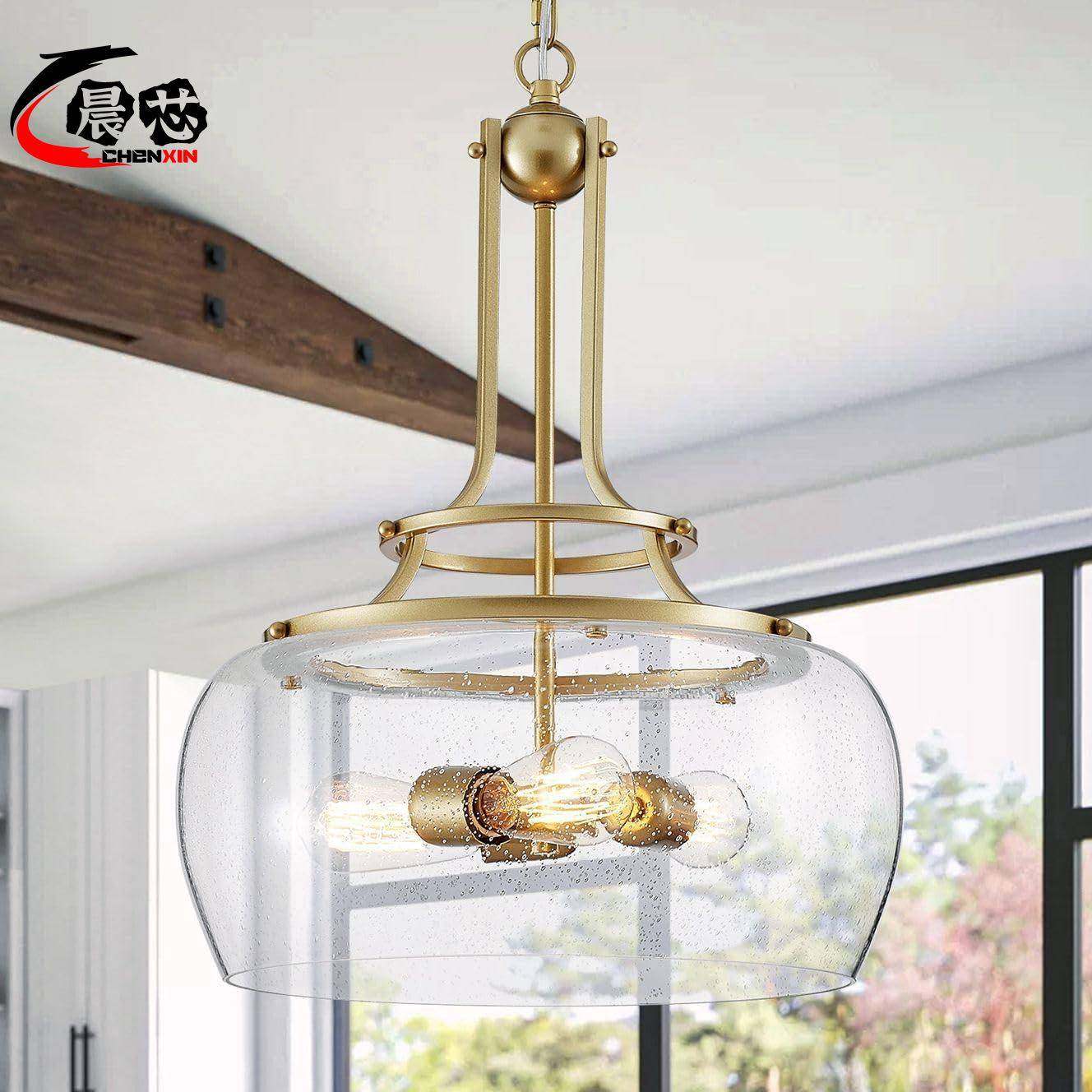 农舍头业风复古玻璃餐吊厅吊灯餐厅小灯单头工三卧80605室吧台走