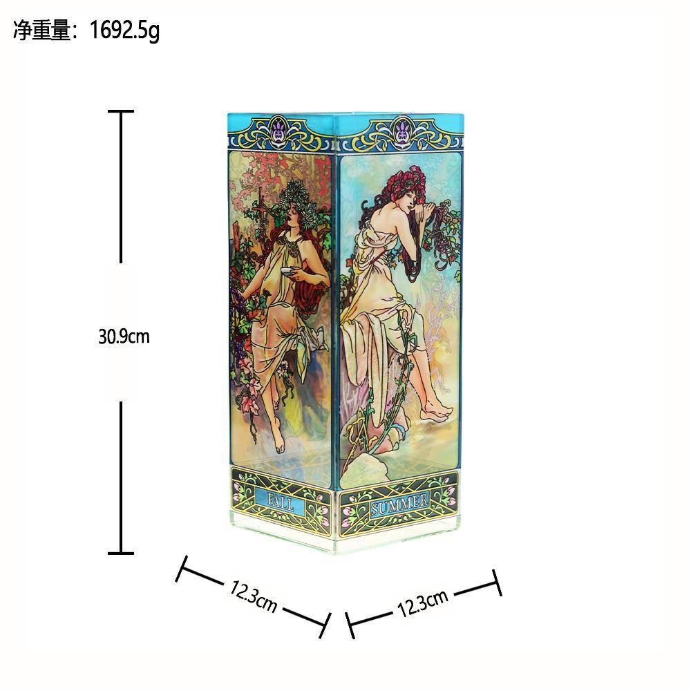 轻奢彩绘玻璃古风花瓶卧室摆中国风手UAV工工饰艺纯品婚装礼饰品