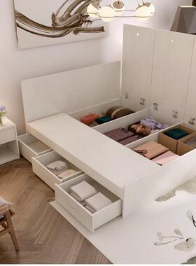 榻榻米小户型单人储床1.YHS物2米带体抽屉床简床约实木收纳箱床