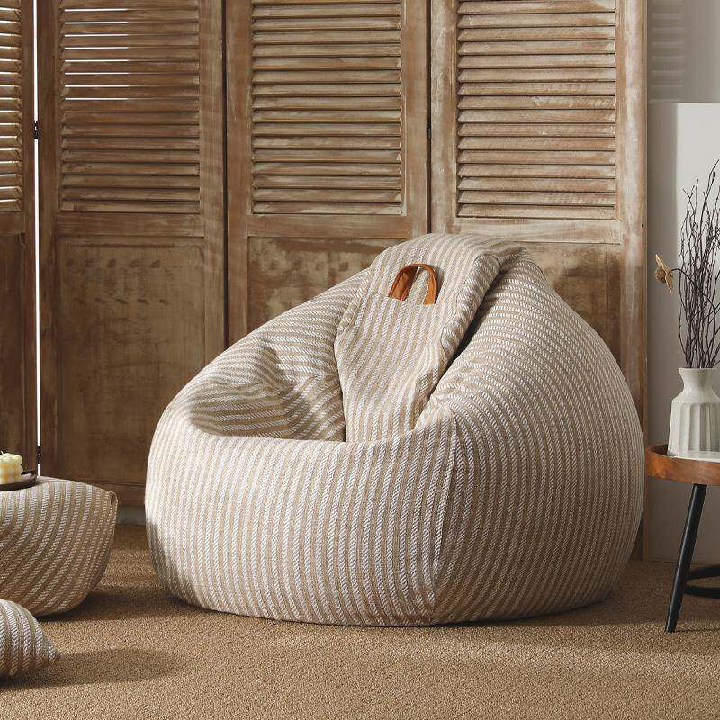 TJA新懒人沙发款加豆袋套高颜布值条纹棉麻厚面料赠换洗袋可拆洗