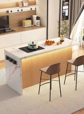 轻奢背大理石餐桌开XOV放式体发靠一沙后吧台别墅小户型厨房岛台