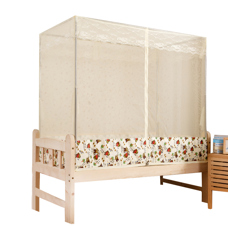 儿童蚊帐男孩0.9km拉链方顶罩1.2米学生寝室单人1m拼床0.7m加宽0.