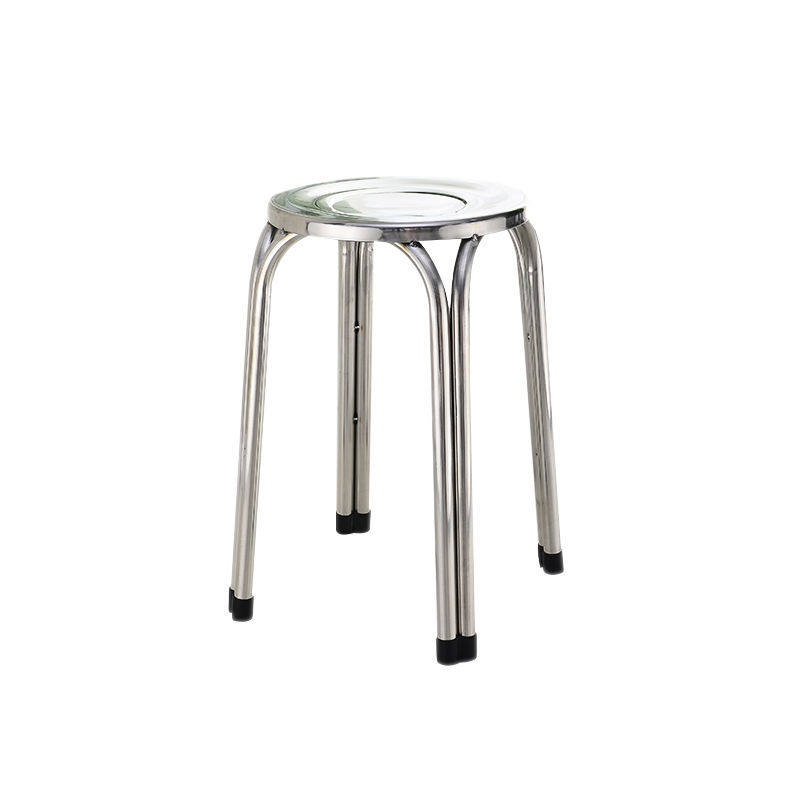 跨境不锈钢椅子高矮圆椅四脚加固圆凳办公椅餐椅家V用椅户外轻便