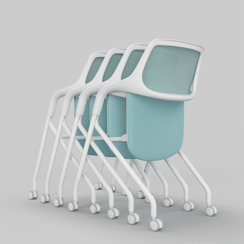 时尚四脚会议椅会客椅透气网布z升降转椅办公电脑椅扶手带轮弓形