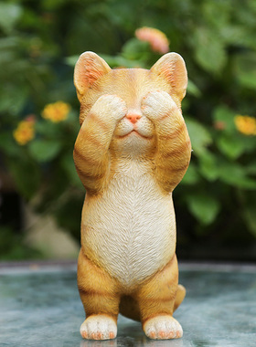 花园小摆件 庭院装饰树t脂工艺品家居饰品创意卡通动物小猫摆件