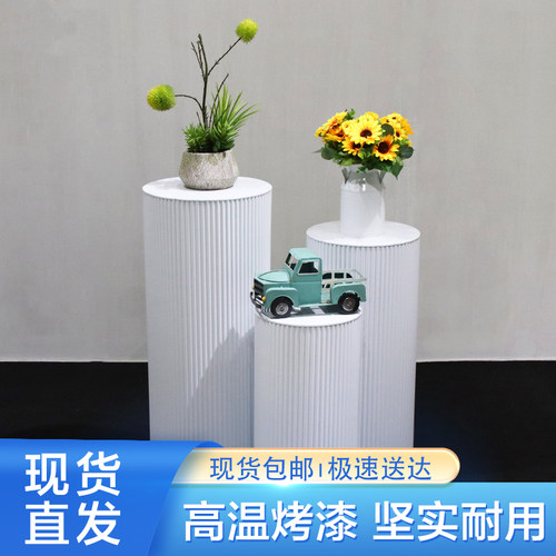 婚庆婚礼道具铁艺圆n柱褶皱甜品台蛋糕桌舞台场景布置装饰摆件路