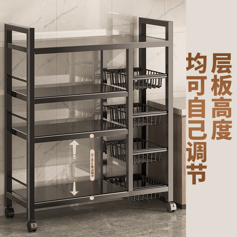 厨房置物架落地多层蔬菜篮子收纳架F多功能微波炉烤箱货架储物架
