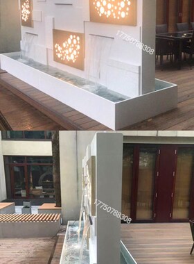 水幕墙流水d屏风户外景观摆件庭院装饰轻奢石材酒店背景墙简约水