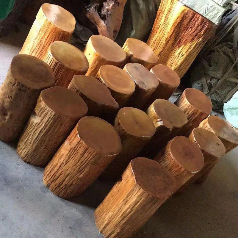 根雕凳子实木墩子原木树桩木桩底A座树墩茶几配凳大板支架圆木凳