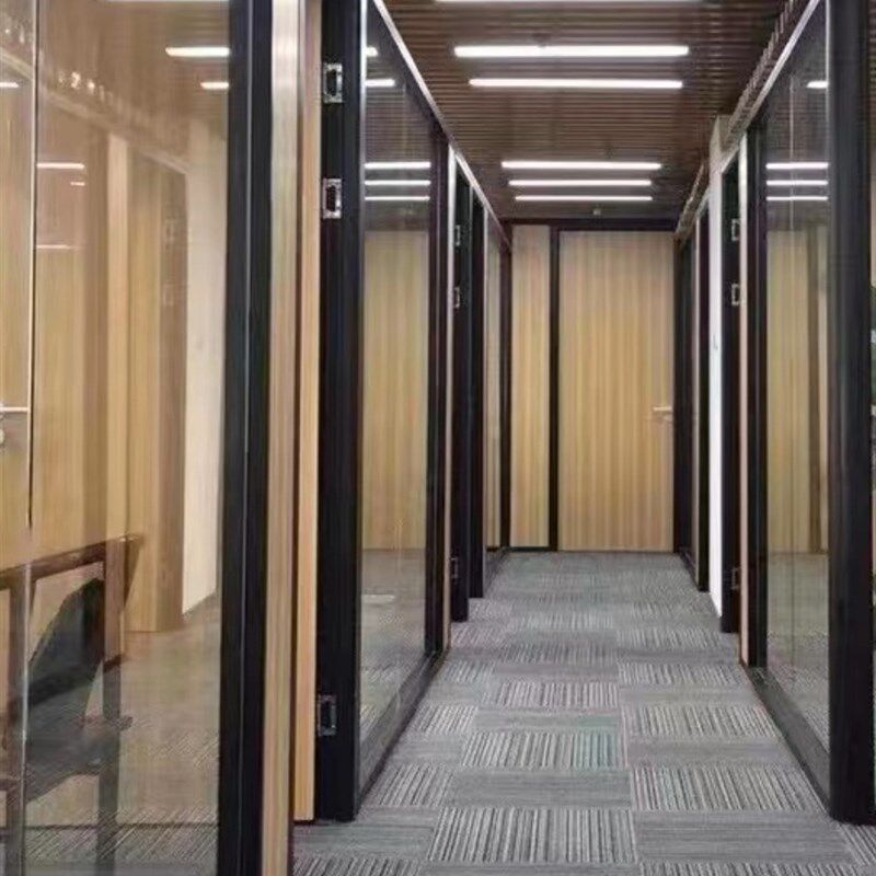 武汉办公室玻璃隔断墙铝合金w百叶双层钢化透明磨砂隔间办公高隔