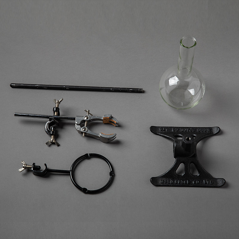 工业风铸c铁金属实验室花架烧瓶型花器玻璃花瓶摆件装饰手冲咖啡