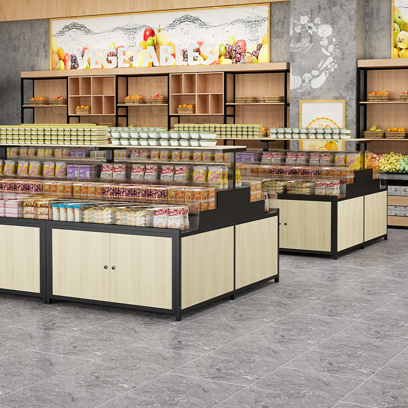 超市货架便利店零食架散称杂粮z干果货柜钢木多层小卖部商用组合