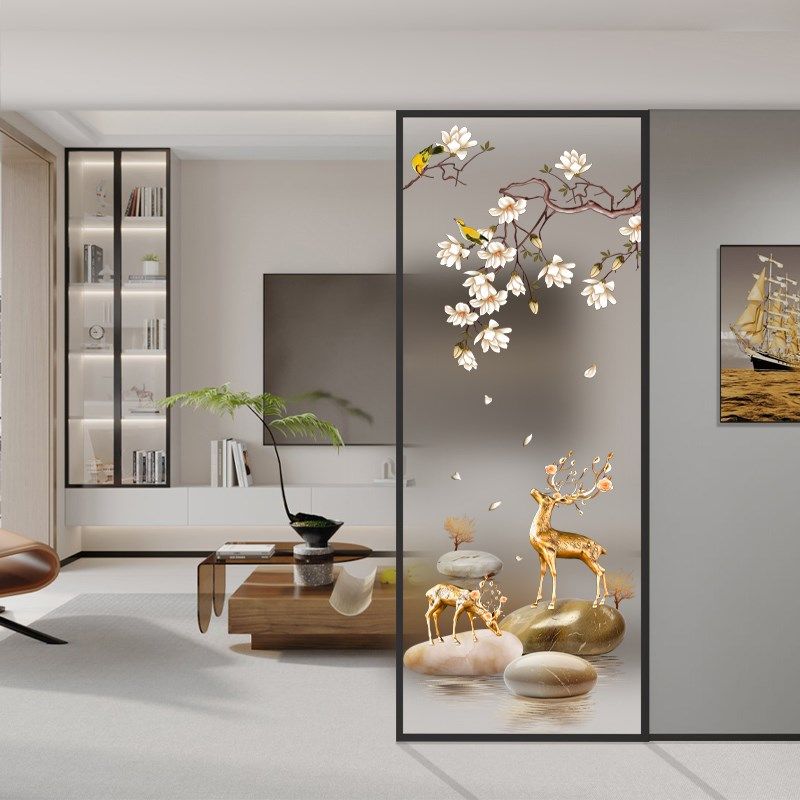 艺术玻璃b屏风客厅浴室干区半墙卧室房间轻奢入户进门玄关隔断遮