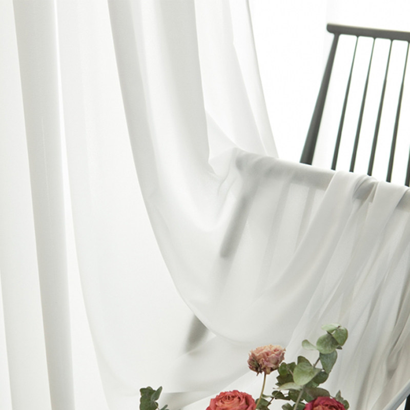 白纱窗帘透光不透人窗纱半遮光阳台客H厅隔断加厚雪纺白色布料纱