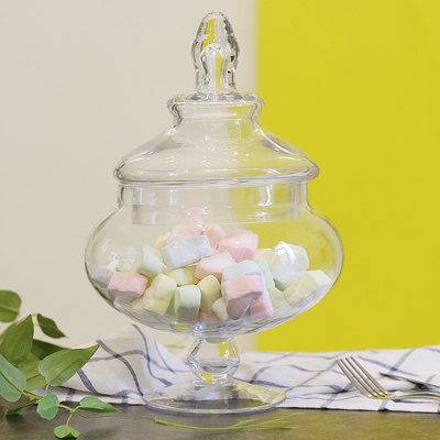 欧式圆肚透明玻璃k糖果罐储物罐创意婚庆甜品台装饰家居软装摆件