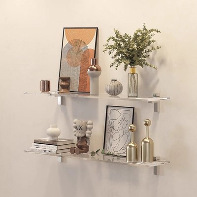 客厅墙上置物f架透明亚克力墙壁挂壁一字隔板展示架墙面装饰收纳