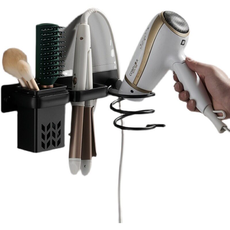 家用电吹风d机支架浴室直发器卷发棒夹板收纳置物架带筒美发工具