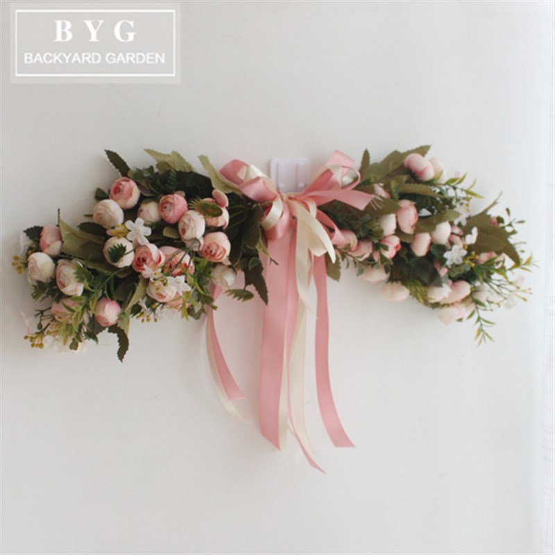 仿真花环挂饰欧j式仿真门饰门挂心形爱心花环门楣花婚礼仿真花墙