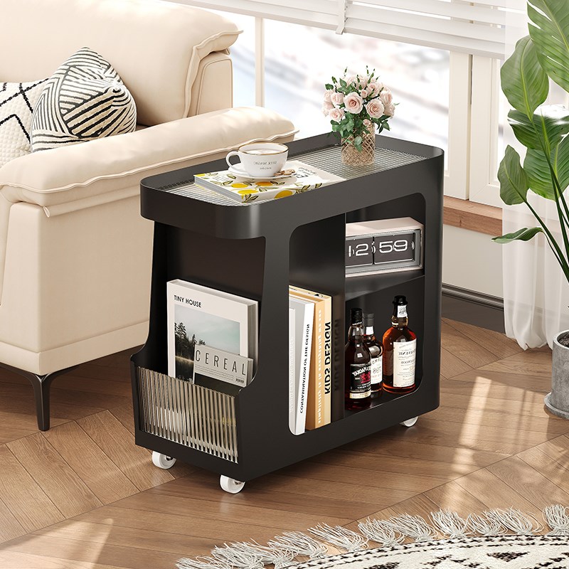 沙发侧边柜轻奢高级感客厅边几可移动H茶几小推车铁艺床头桌置物