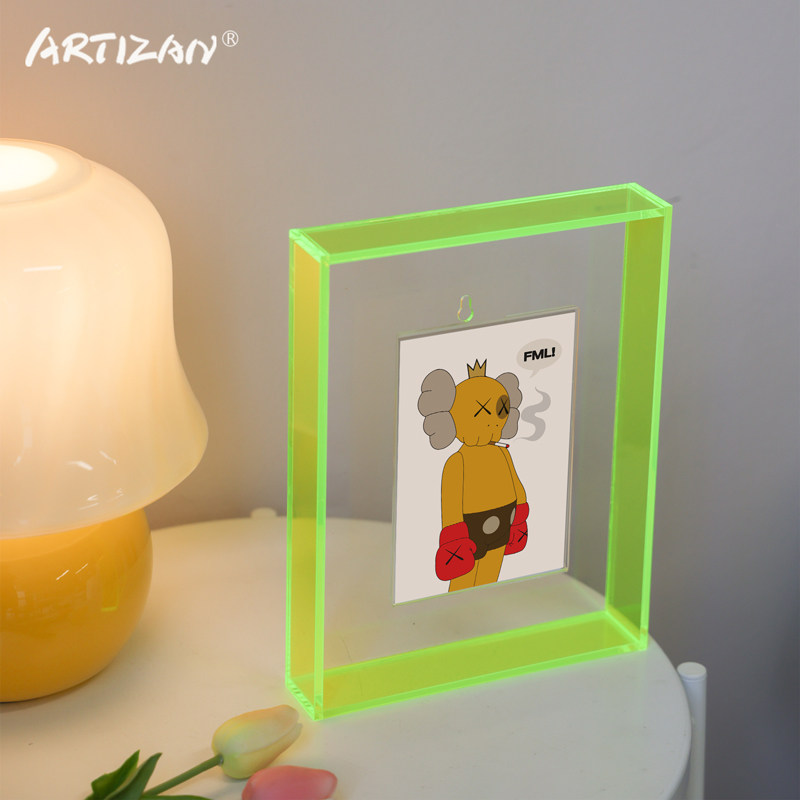 创意diyc彩色亚克力透明悬浮磁吸相框摆台6寸画框A4海报装裱挂墙