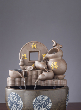 创意陶瓷流水器dkiy鱼缸循环水养鱼过滤器石槽流水喷泉水景摆件