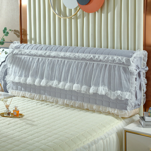 定做全包欧式夹j棉床头套床头罩公主风蕾丝防尘罩皮床布艺保护套