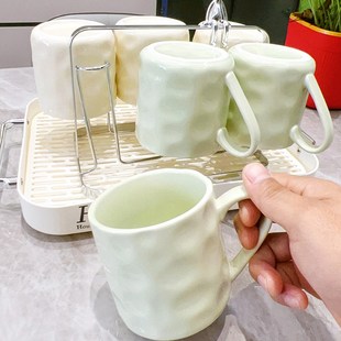 2024新款 奶油风高颜值水具套装 客D厅家用陶瓷杯子乔迁茶杯杯具托