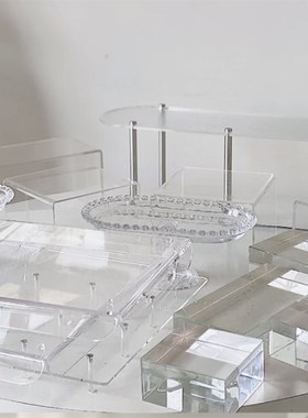 ins拍照道具摄影静物商业亚克力透明展示L架托盘摆件甜品摆件装饰