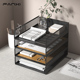 桌面文件收纳层架台置文件架多层多功能杂物置物收纳筐白色简约架