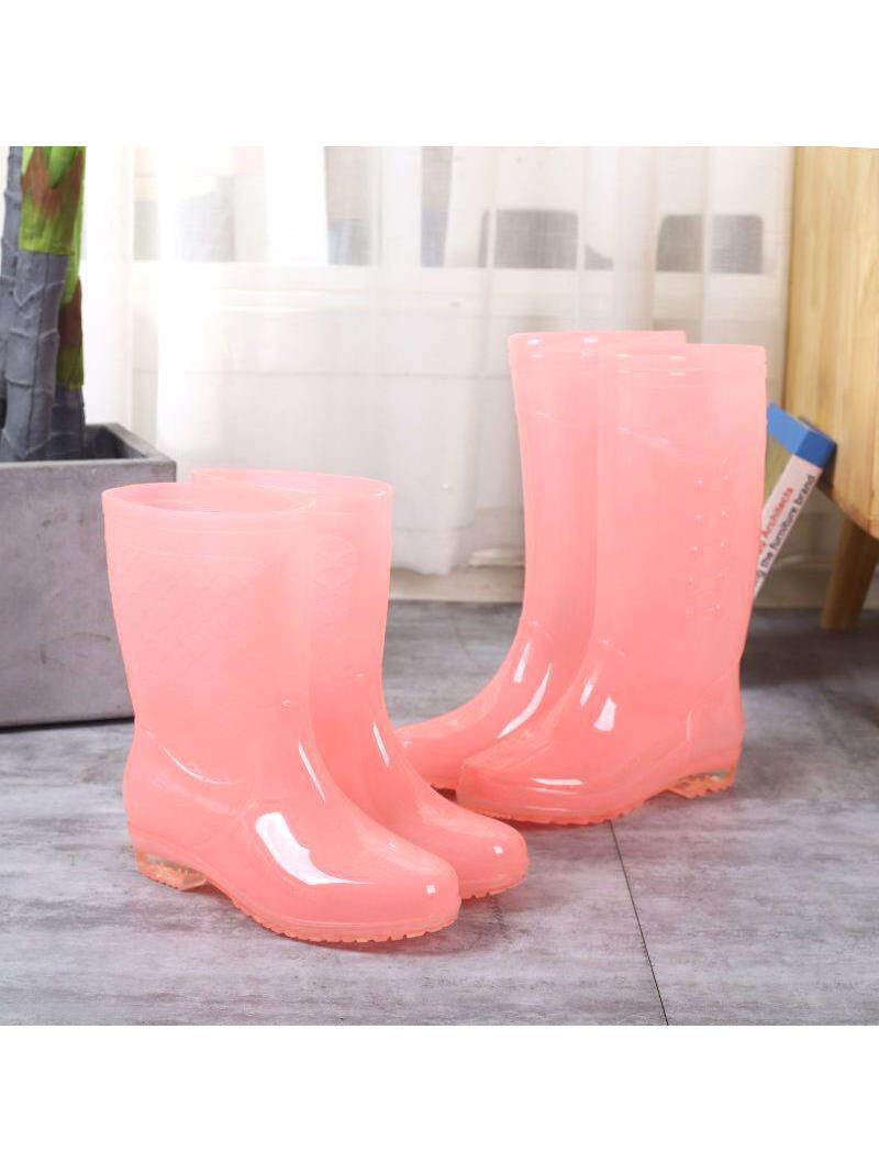 FASHION CANDY RAIN BOOTS WOMENS WATER GEL SHOES NEW NO INNER NET WATER BOOTS WOMENS SHOES WOMENS ANTI-SLIP MID-TUBE WARM RAIN BOOTS