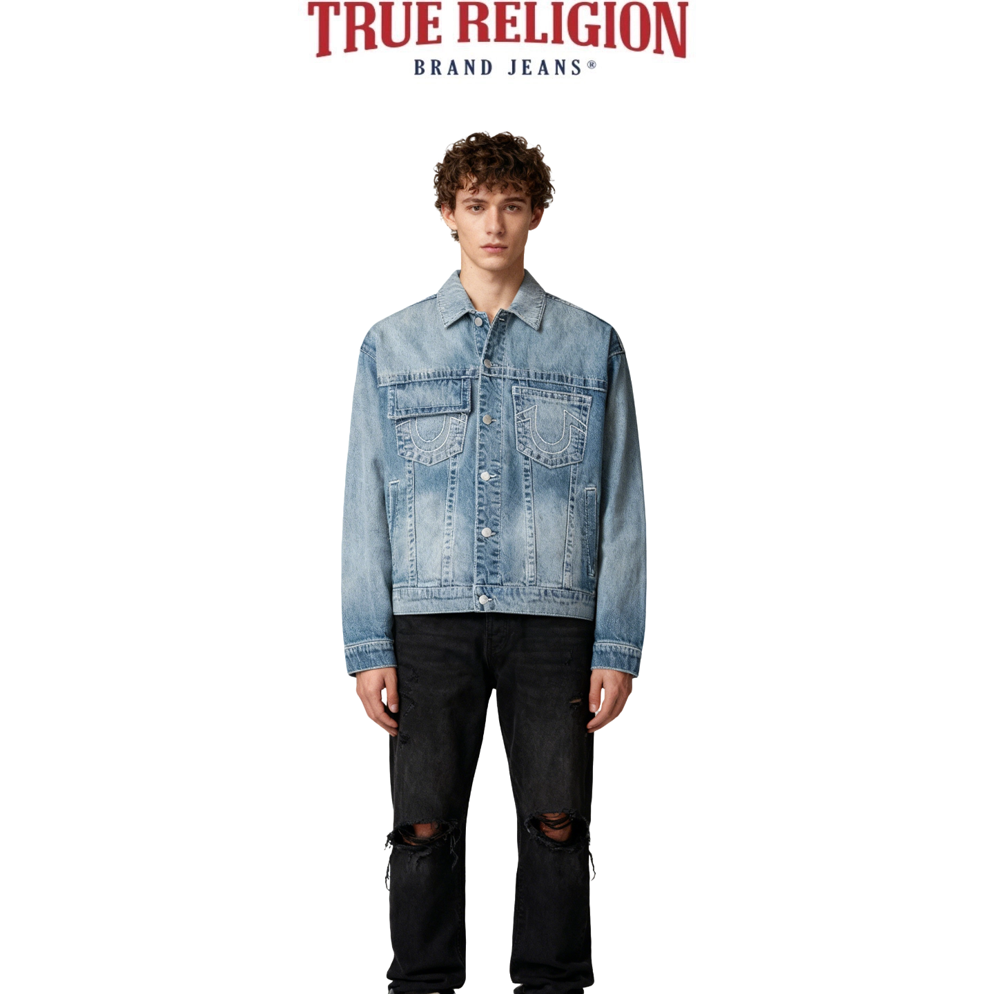 TrueReligion2024秋冬新品男士美式复古牛仔夹克