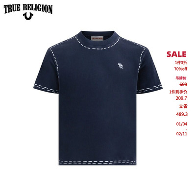 True ReligionTrueReligion春夏情侣圆领经典美式休闲短袖T恤