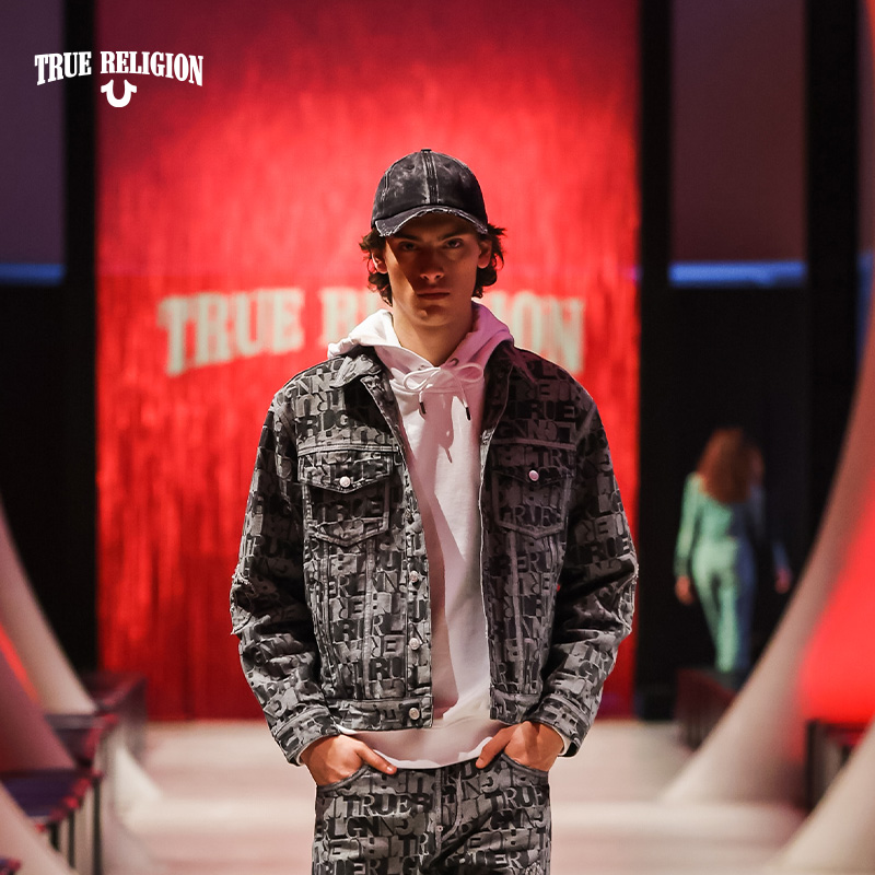TrueReligion2024秋季男士美式街头修身牛仔夹克