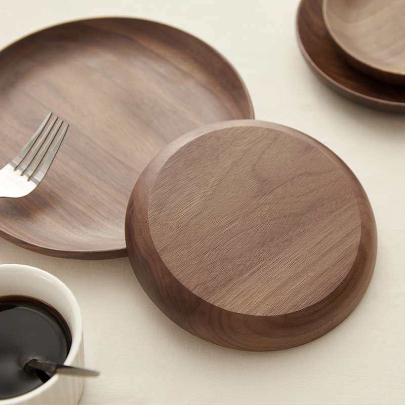 黑胡桃圆盘15cm拼接餐盘水果糕点干果盘圆形托盘日式木头盘子,餐饮具,餐用托盘,淘宝优惠券,粉丝福利购,淘宝优惠卷