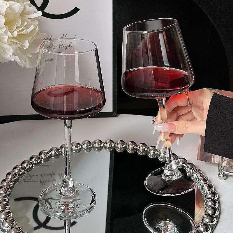 欧式复古高脚杯2支装纯手工勃艮第玻璃杯葡萄酒杯水晶红酒杯ins风
