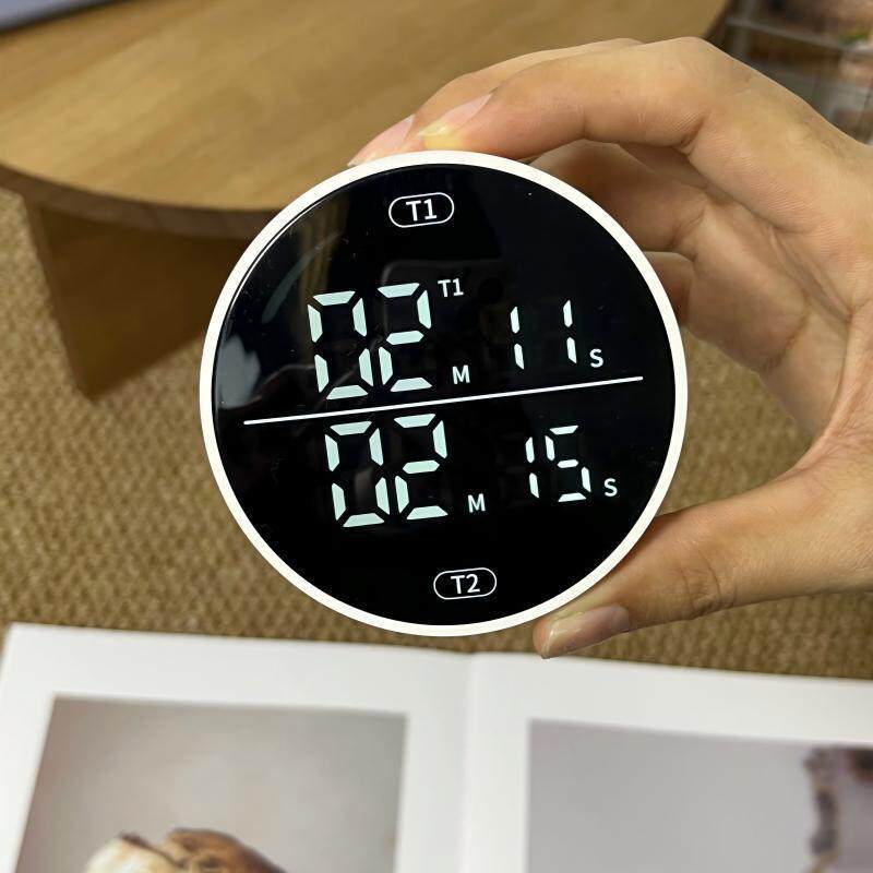 新款大屏双通道LED旋转计时器厨房定时器运动学习提醒时间管理器