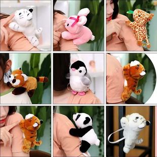 动物园站肩上毛绒玩偶具磁吸铁广州长隆纪念品挂熊猫白虎趴肩公仔