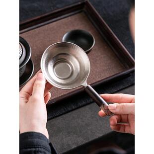 纯钛茶漏茶滤超细单个高档木把茶叶过滤网茶道配件茶隔滤茶器