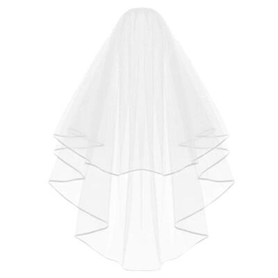 亚马逊跨境现货Bridetobe新娘婚礼派对双层包边带发梳头纱拍照