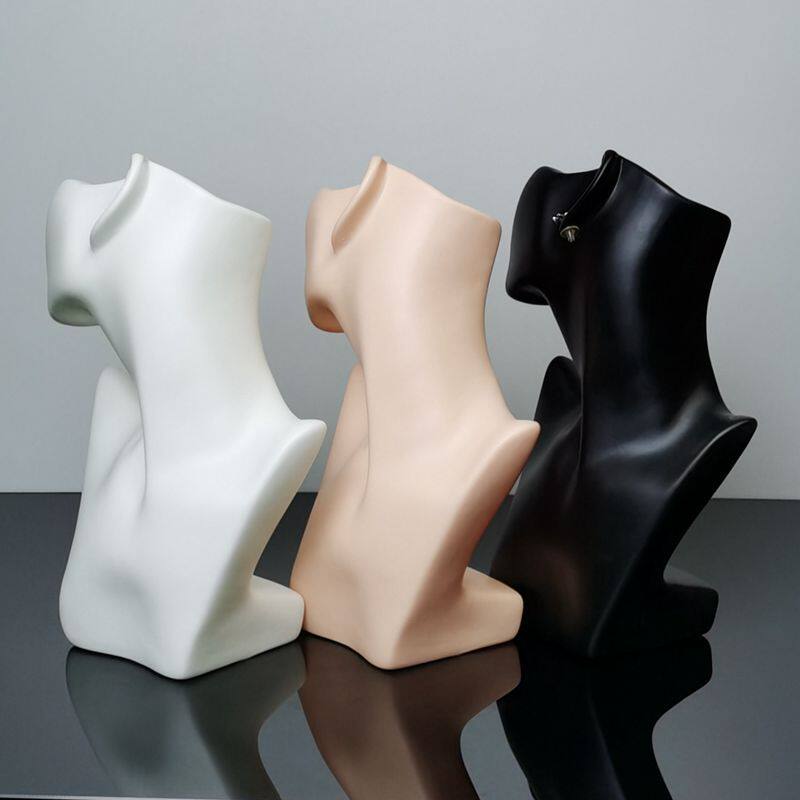 塑料pvc假头模特黑色创意半脸饰品头 项链耳环人像脖展示架假人头