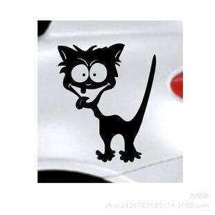 外贸 Reflective Waterproof Vinyl Funny Crazy Cat 滑稽猫贴纸