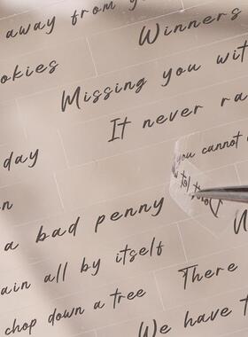 英文流韵透明防水pet贴纸diy手账日记装饰打底素材跨境英文短语贴